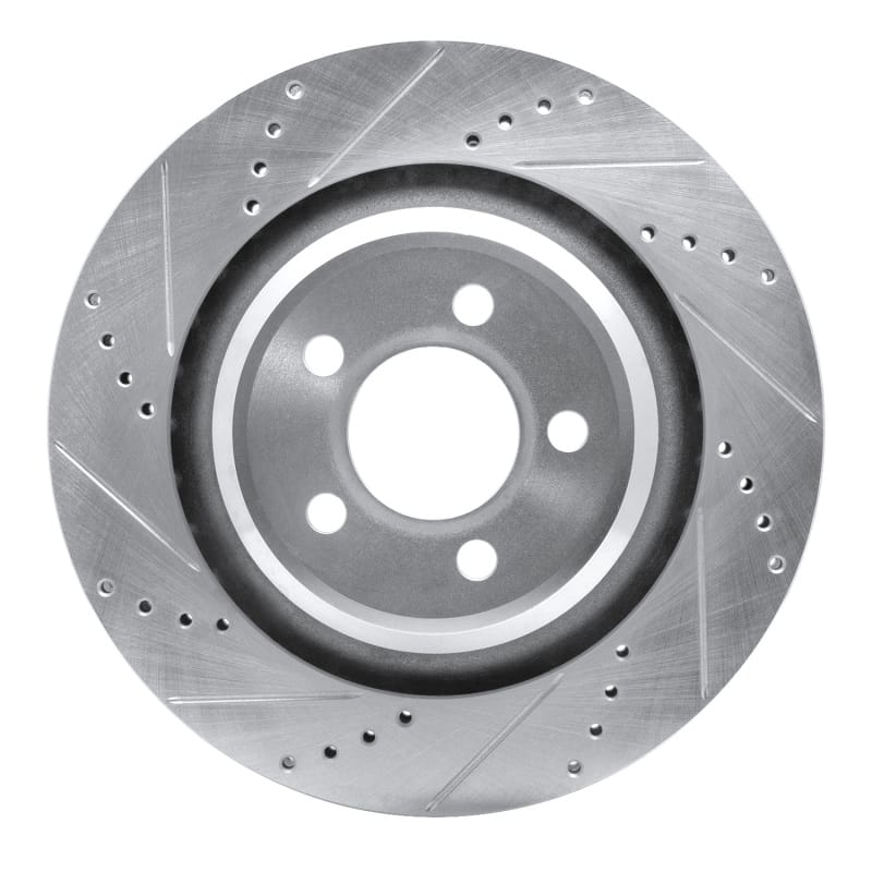R1 05-23 Chrysler 300 Rear Left Drilled & Slotted Silver Brake Rotor - 631-39020L