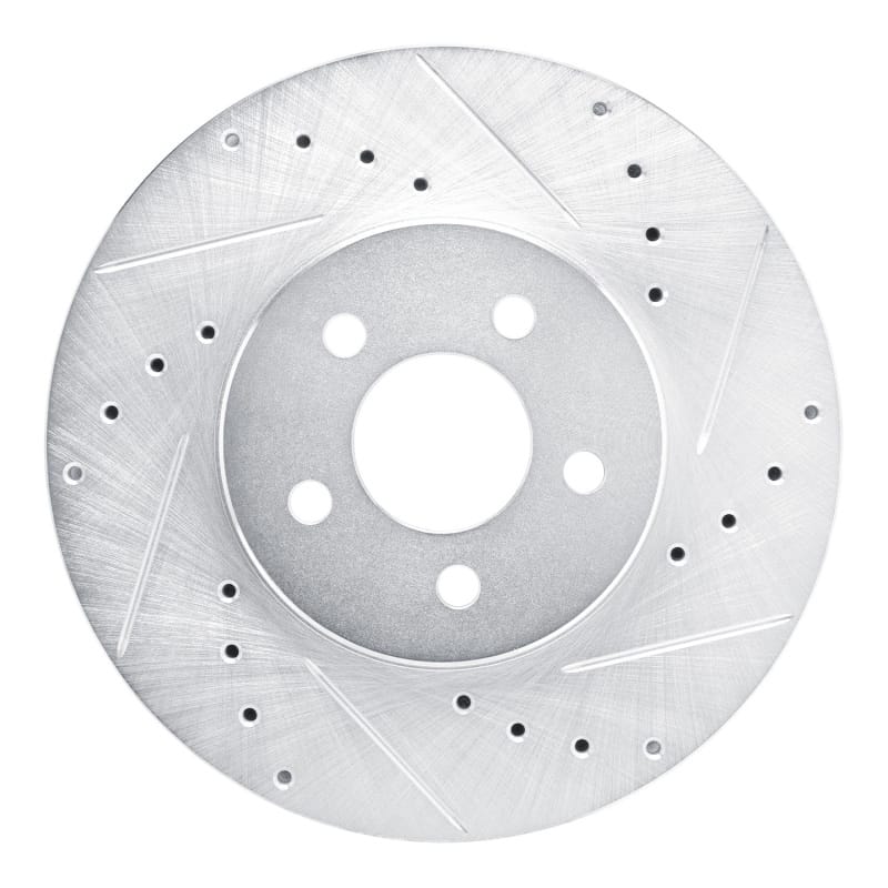 R1 89-95 Chrysler LeBaron Front Right Drilled & Slotted Silver Brake Rotor