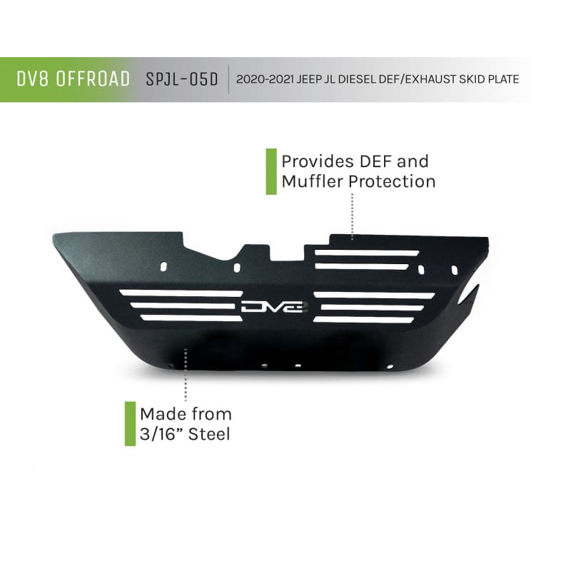 DV8 Offroad 20-22 Jeep Wrangler JL (3.0L Diesel) Rear Diff Skid Plate for Dana 44 thumbnail 10
