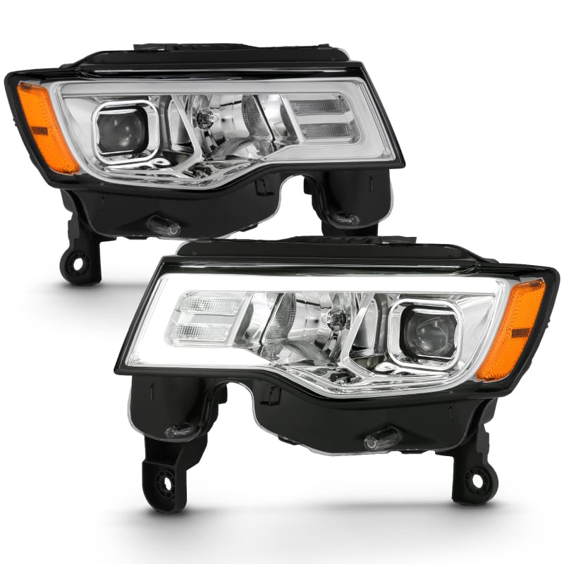 ANZO 2017-2018 Jeep Grand Cherokee Projector Headlights w/ Plank Style Switchback - Chrome w/ Amber thumbnail 5