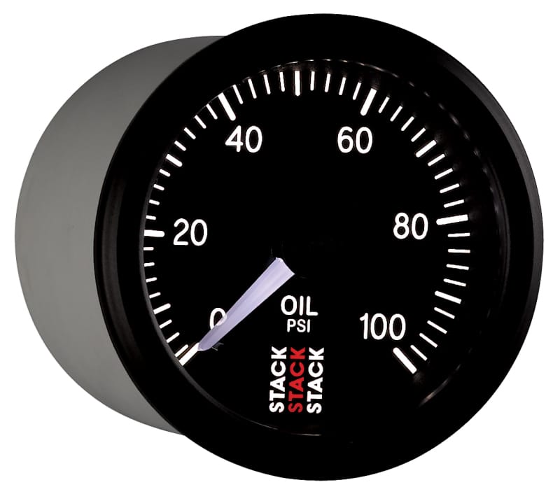 Autometer Stack 52mm 0-100 PSI 1/8in NPTF (M) Mechanical Oil Pressure Gauge - Black thumbnail 6