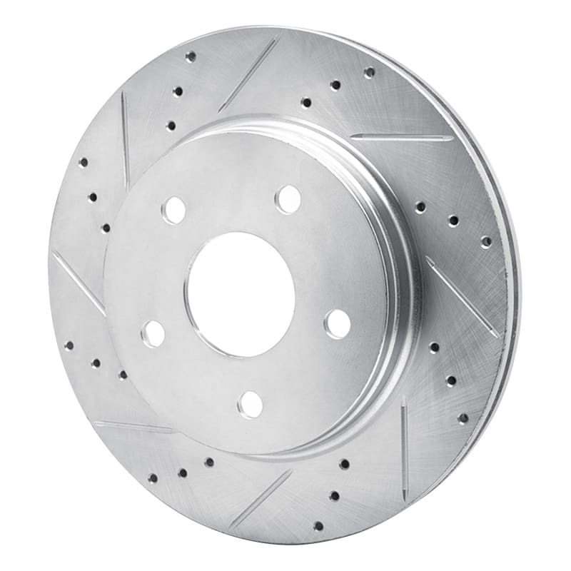 R1 08-12 Jeep J8 Front Left Drilled & Slotted Silver Brake Rotor