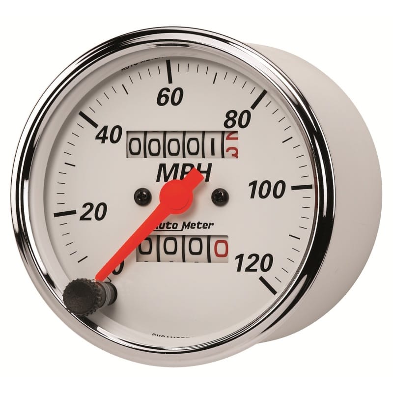 Autometer Arctic White 3-1/8in 0-120 MPH Mechanical Speedometer Gauge thumbnail 2