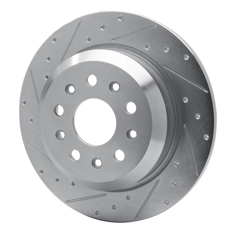 R1 18-25 Jeep Wrangler Rear Left Drilled & Slotted Silver Brake Rotor - 631-42042L