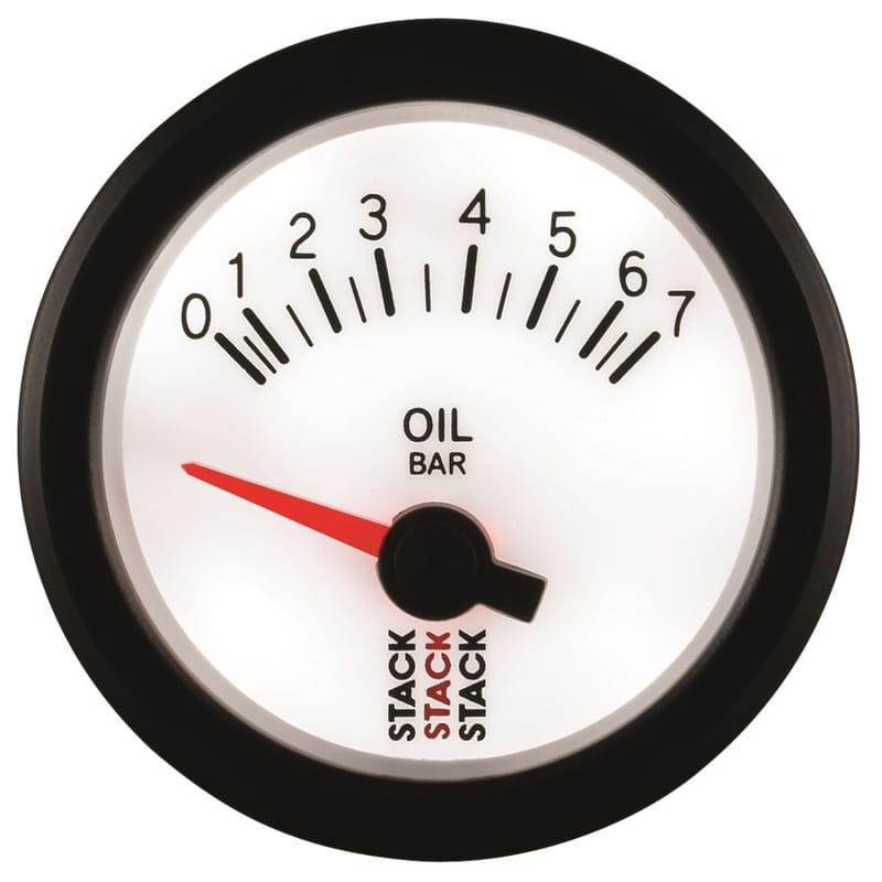 Autometer Stack 52mm 0-7 Bar M10 Male Electric Oil Pressure Gauge - White thumbnail 4