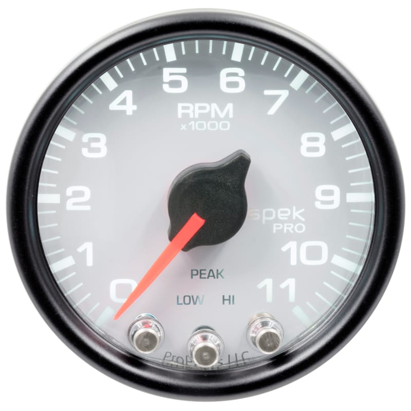 Autometer Spek-Pro Gauge Tach 2 1/16in 11K Rpm W/ Shift Light & Peak Mem Wht/Blk - P33612 thumbnail 3