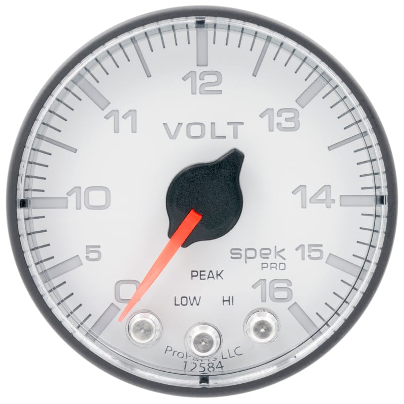 Autometer Spek-Pro Gauge Voltmeter 2 1/16in 16V Stepper Motor W/Peak & Warn Wht/Blk - P344128 thumbnail 2