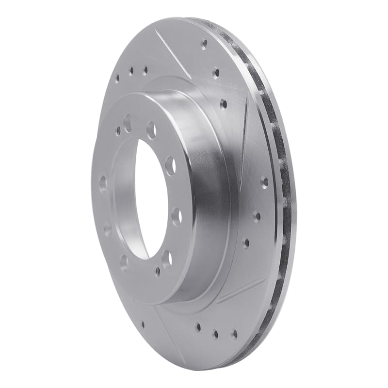 R1 83-89 Chrysler Conquest Rear Right Drilled & Slotted Silver Brake Rotor thumbnail 2
