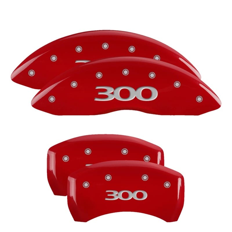 MGP 4 Caliper Covers Engraved Front & Rear 300 Red finish silver ch - 32020S300RD