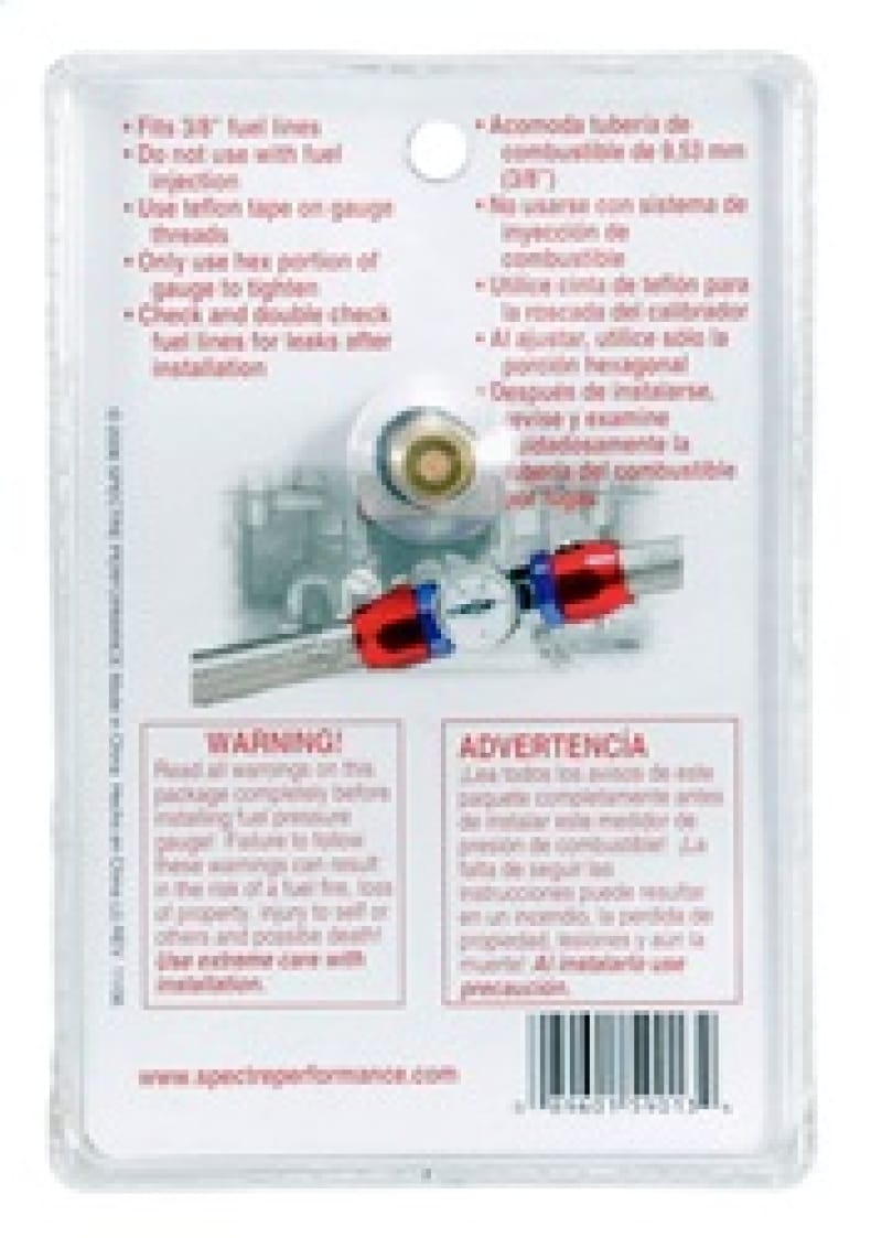 Spectre Fuel Pressure Gauge 0-15psi thumbnail 2