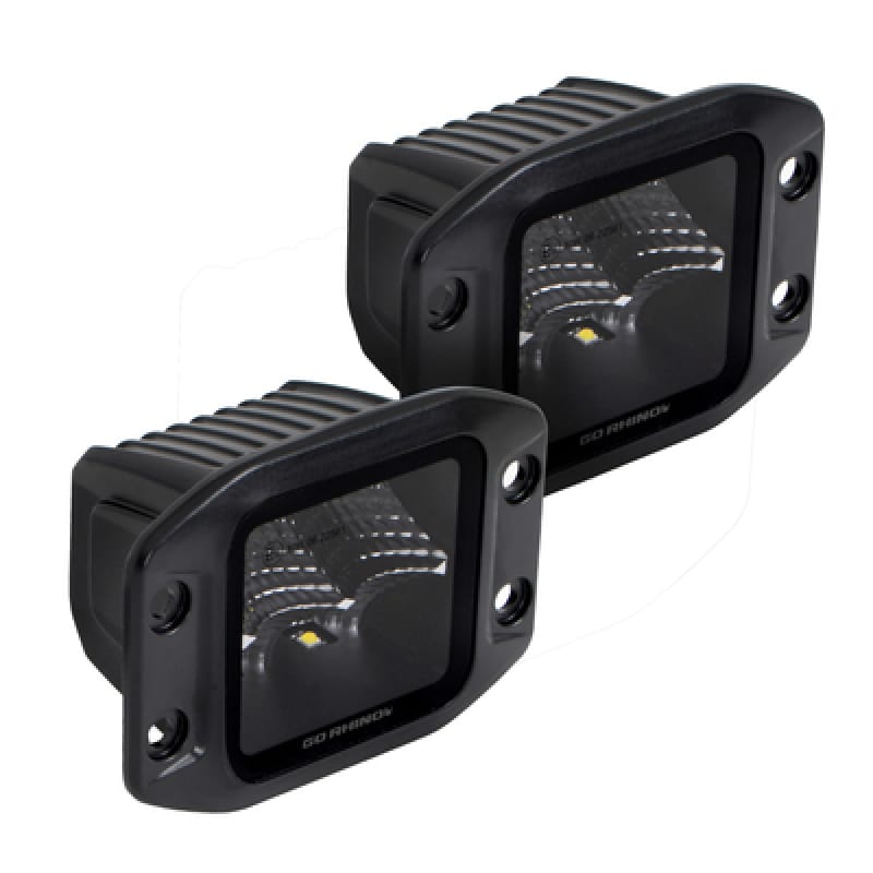 Go Rhino Xplor Blackout Series Cube LED Flood Light Kit (Flush Mount) 3x3 - Blk (Pair) thumbnail 2