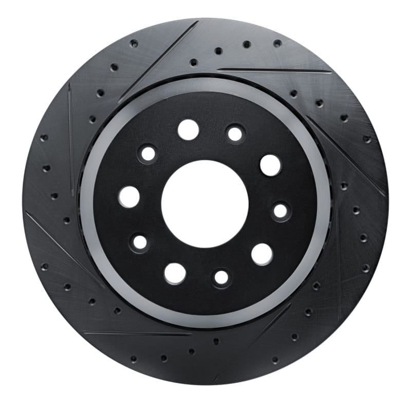 R1 20-25 Jeep Gladiator Rear Left Drilled & Slotted Black Brake Rotor
