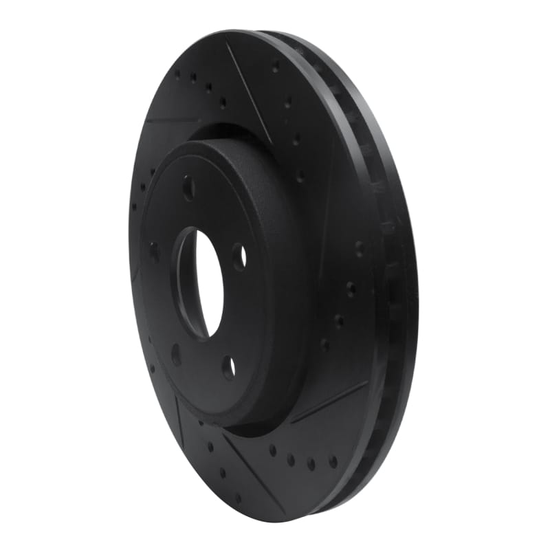 R1 05-10 Jeep Commander Front Right Drilled & Slotted Black Brake Rotor
