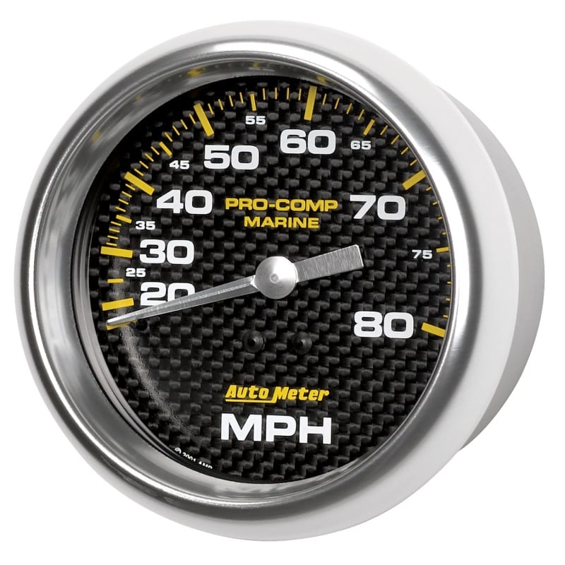 Autometer Gauge Speedometer 3-3/8in 80MPH Mechanical Marine Carbon Fiber thumbnail 2