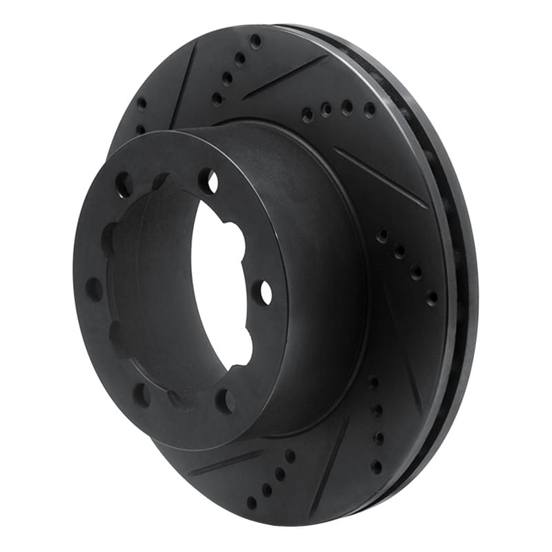 R1 06-25 American Coach Patriot Rear Left Drilled & Slotted Black Brake Rotor thumbnail 2