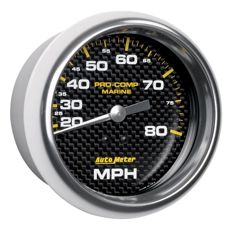 Autometer Gauge Speedometer 3-3/8in 80MPH Mechanical Marine Carbon Fiber thumbnail 3