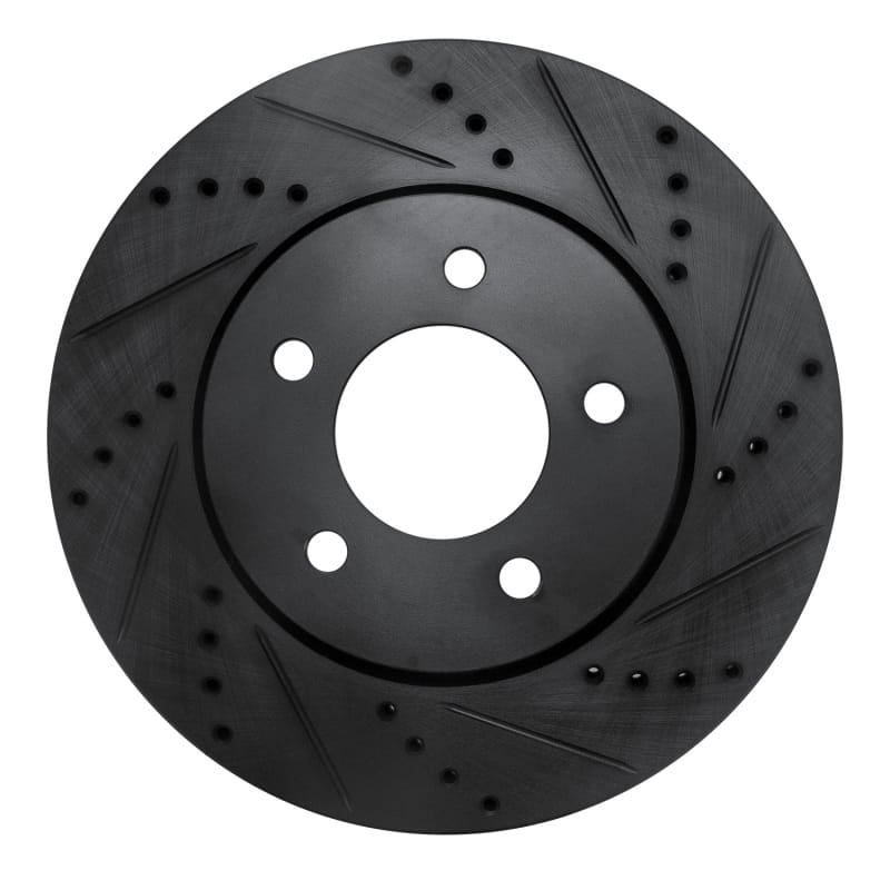 R1 04-08 Chrysler Pacifica Front Right Drilled & Slotted Black Brake Rotor