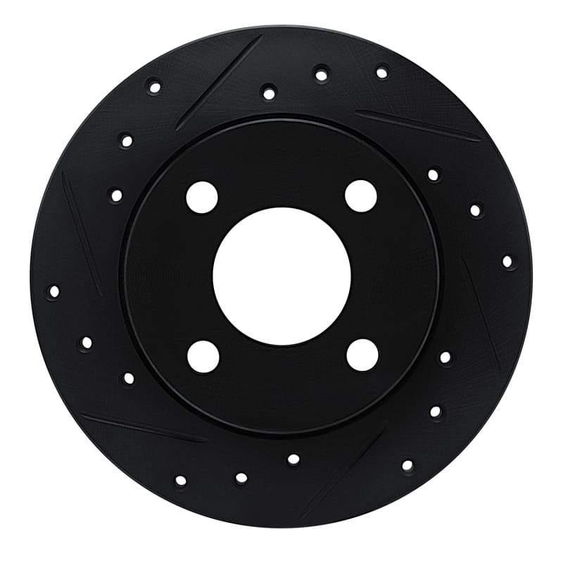 R1 78-90 Dodge Omni Front Left Drilled & Slotted Black Brake Rotor