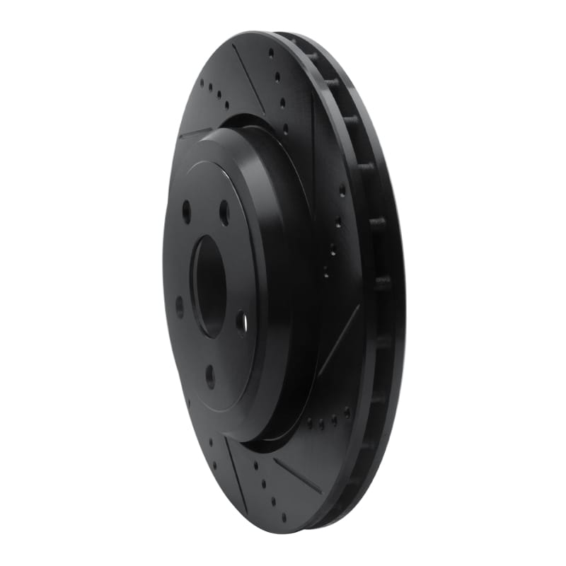 R1 12-25 Dodge Durango Rear Right Drilled & Slotted Black Brake Rotor