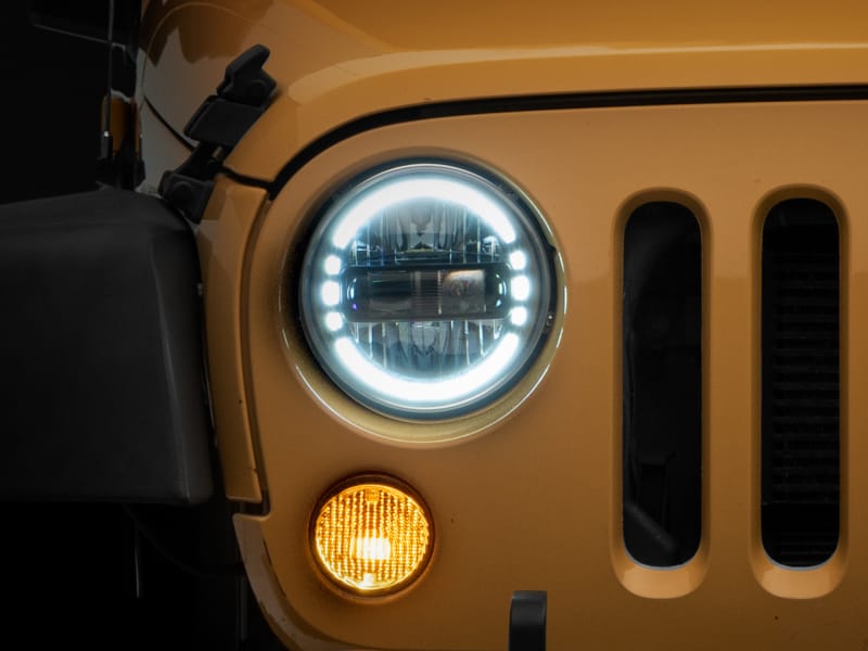 Raxiom 97-18 Jeep Wrangler TJ/JK Axial 7-Inch LED Headlights w/ DRL- Black Housing (Clear Lens) thumbnail 3