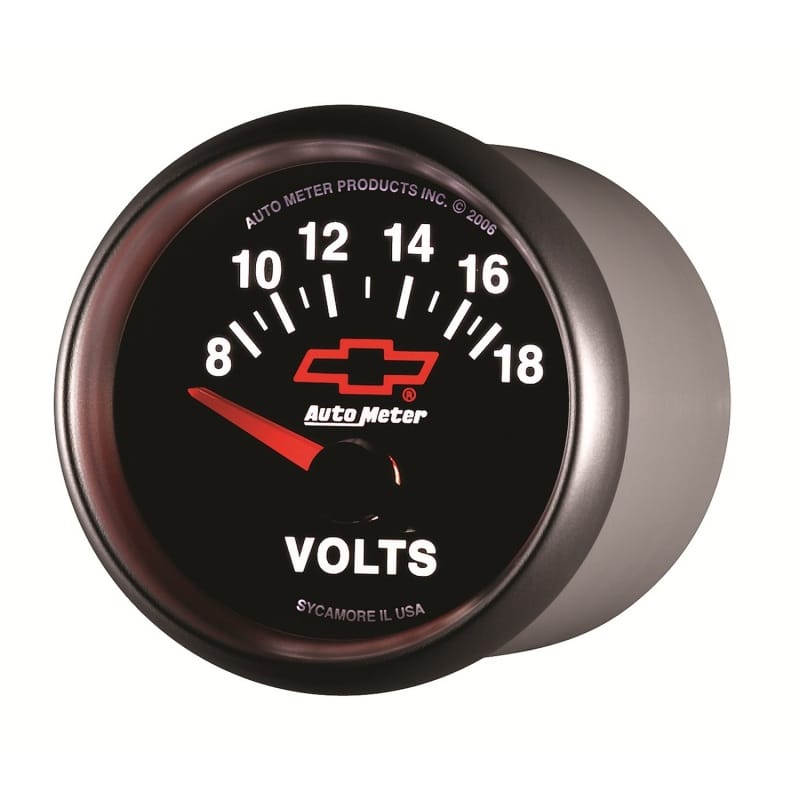 Autometer GM Bowtie Black 2-1/16 Voltmeter 8-18V thumbnail 3