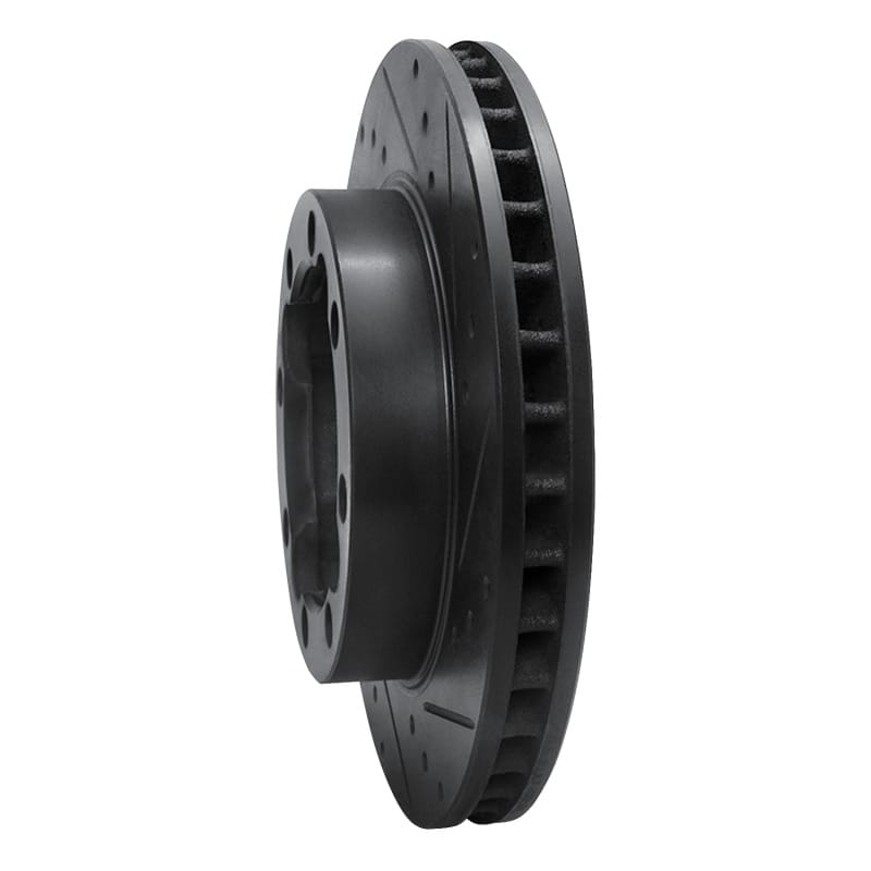 R1 88-00 Chevrolet K1500 Suburban Front Right Drilled & Slotted Black Brake Rotor