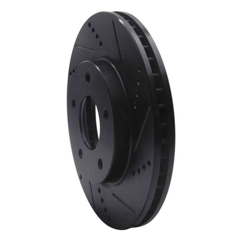 R1 07-17 Dodge CALIBER Front Right Drilled & Slotted Black Brake Rotor