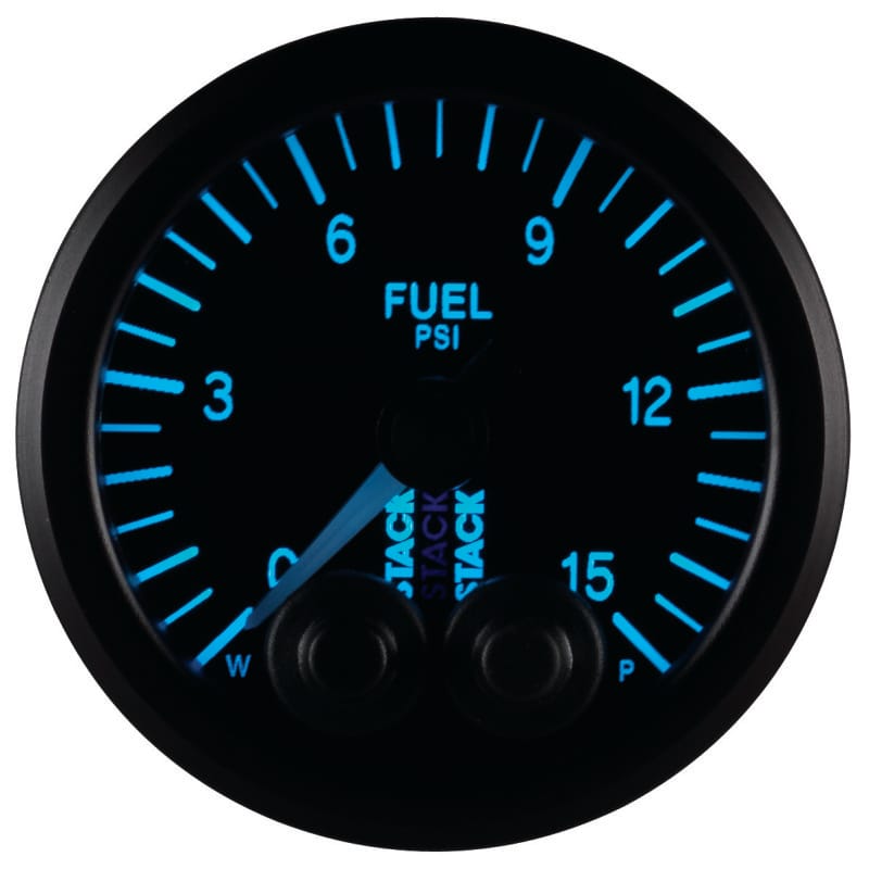 Autometer Stack 52mm 0-15 PSI 1/8in NPTF Male Pro-Control Fuel Pressure Gauge - Black thumbnail 4