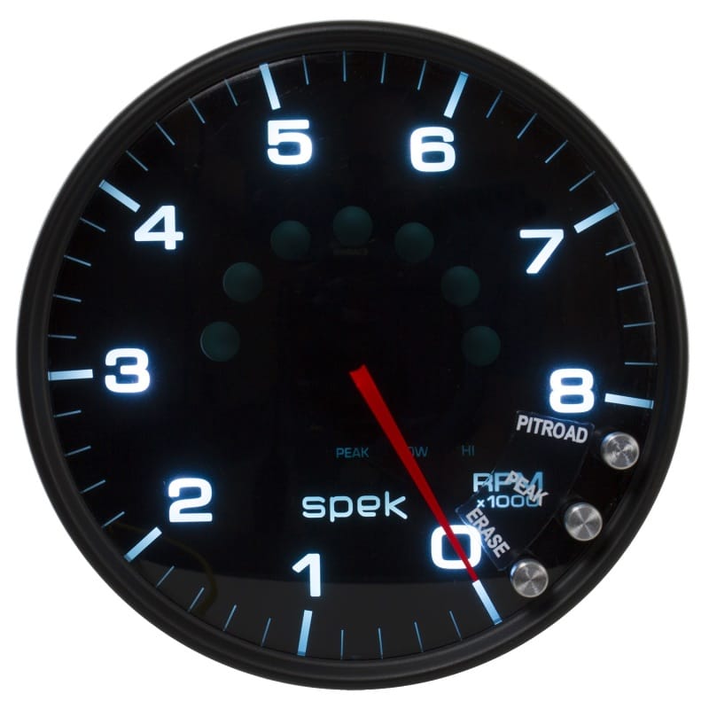 Autometer Spek-Pro Gauge Tachometer 5in 8K Rpm W/Shift Light & Peak Mem Black/Smoke/Black thumbnail 6