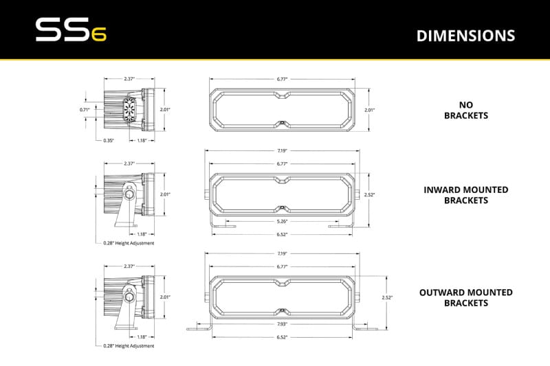 Diode Dynamics SS6 Sport Yellow Spot Standard ABL (single) 3000K