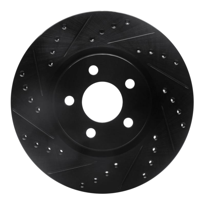 R1 03-09 Chrysler PT Cruiser Front Left Drilled & Slotted Black Brake Rotor