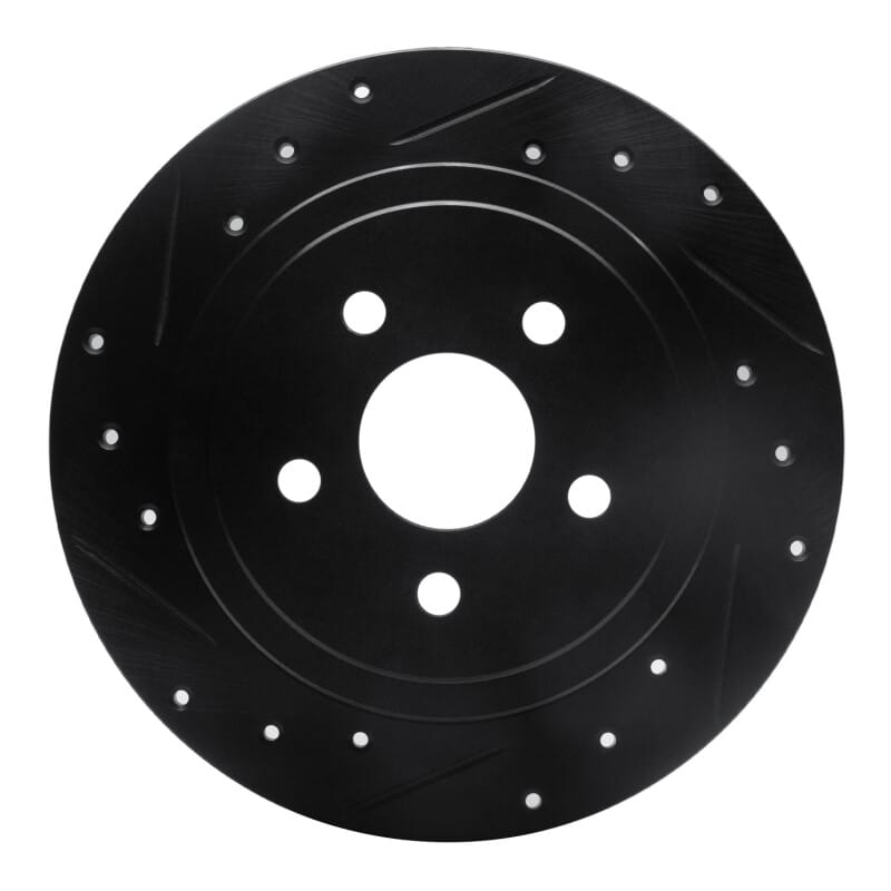 R1 88-95 Chrysler New Yorker Rear Left Drilled & Slotted Black Brake Rotor