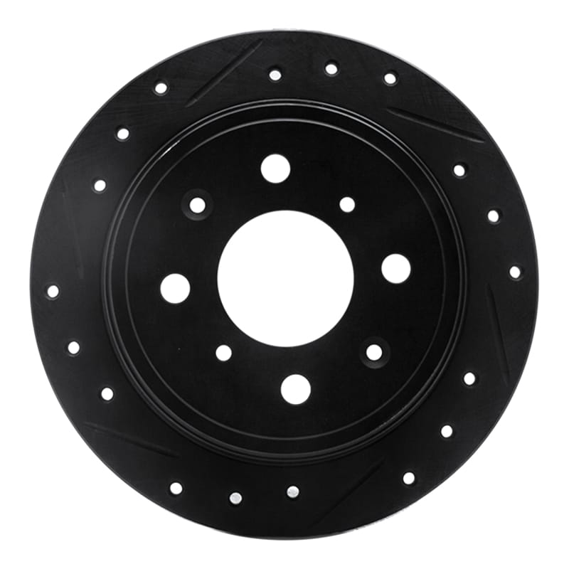 R1 98-00 Chrysler LHS Front Left Drilled & Slotted Black Brake Rotor