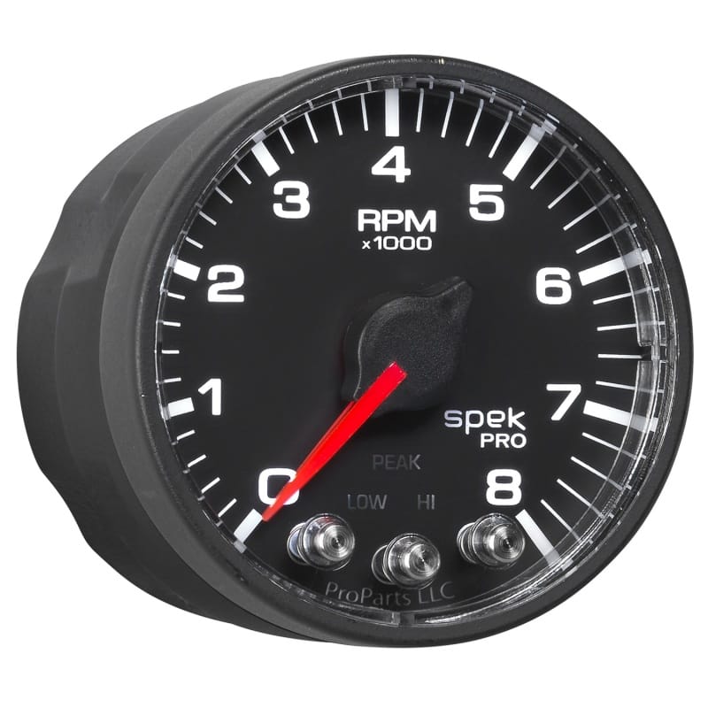 Autometer Spek-Pro Black 2 1/16 inch 8K RPM Tach w/ Shift Light and Peak Memory thumbnail 7