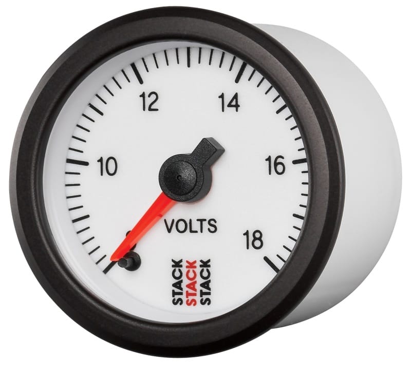 Autometer Stack 52mm 8-18V Pro Stepper Motor Battery Voltage Gauge - White thumbnail 2