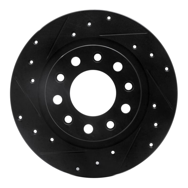 R1 03-17 Dodge Viper Rear Left Drilled & Slotted Black Brake Rotor