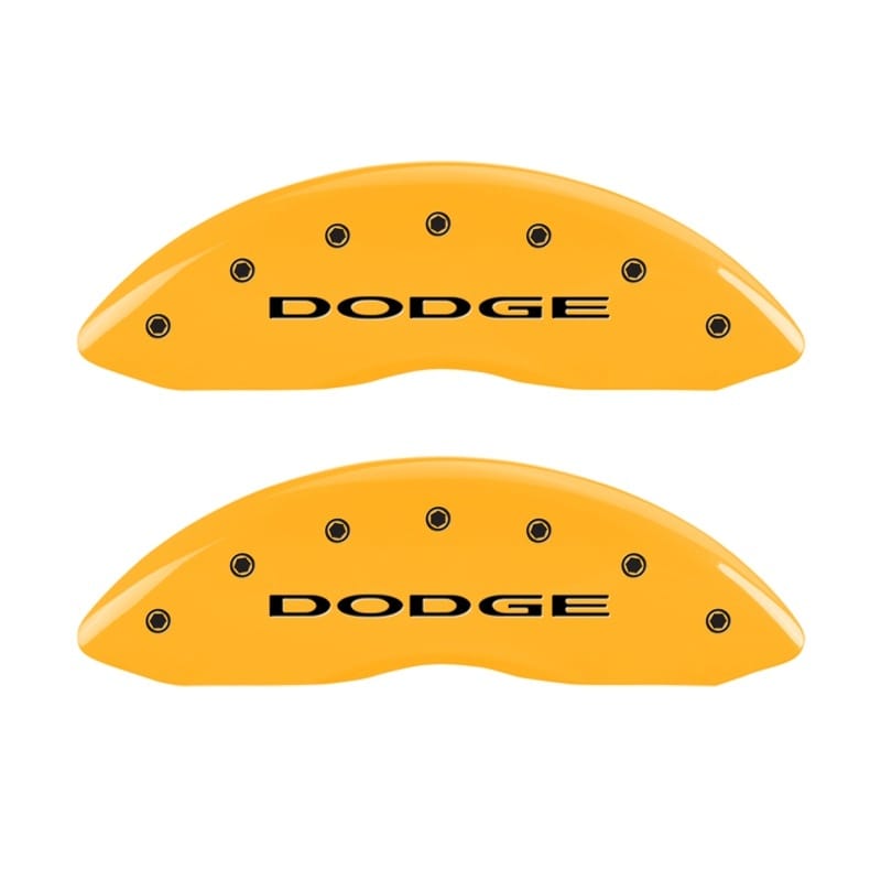 MGP Front set 2 Caliper Covers Engraved Front With out stripes/Dodge Yellow finish black ch