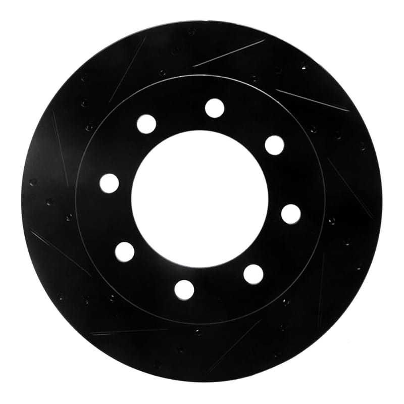 R1 03-08 Dodge Ram 2500 Front Left Drilled & Slotted Black Brake Rotor