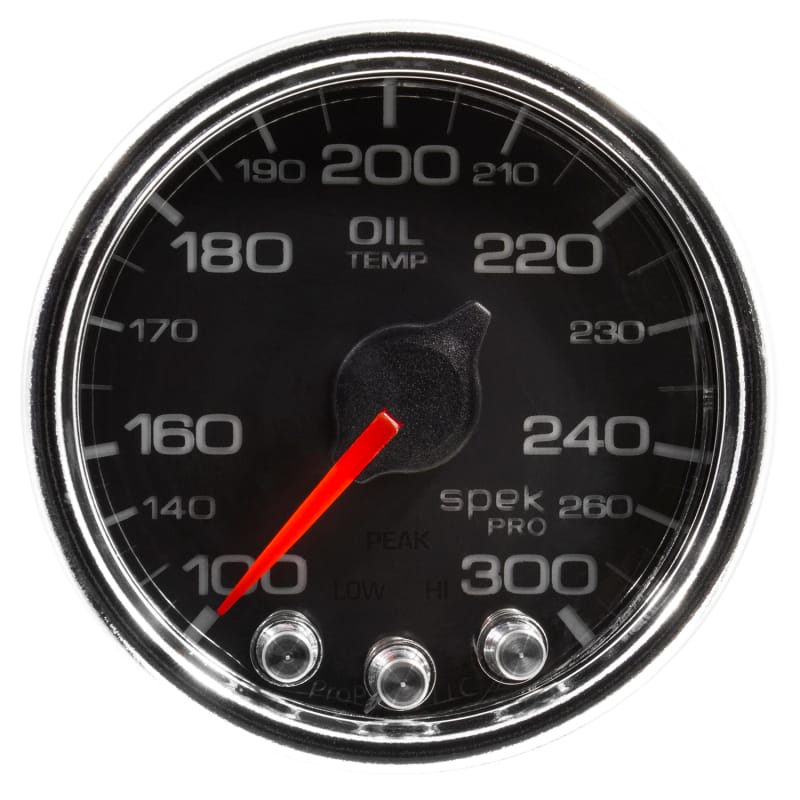 Autometer Spek-Pro Gauge Oil Temp 2 1/16in 300f Stepper Motor W/Peak & Warn Blk/Chrm - P32231 thumbnail 2