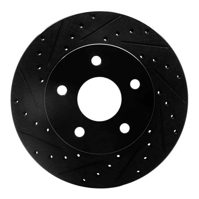 R1 99-04 Jeep Grand Cherokee Front Left Drilled & Slotted Black Brake Rotor