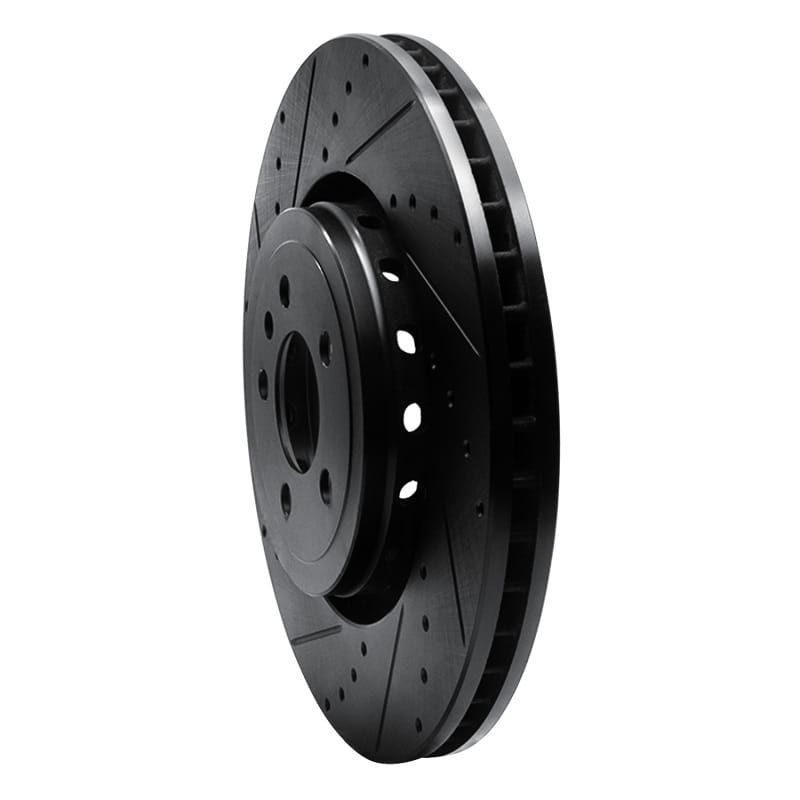 R1 14-23 Dodge Charger Front Left Drilled & Slotted Black Brake Rotor thumbnail 2