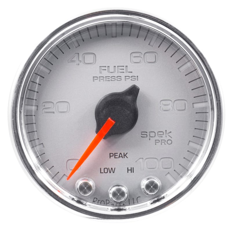 Autometer Spek-Pro Gauge Fuel Press 2 1/16in 100psi Stepper Motor W/Peak & Warn Slvr/Chrm thumbnail 2