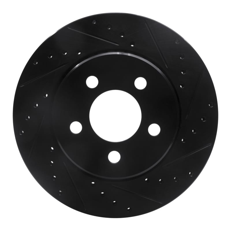 R1 07-12 Dodge Nitro Front Right Drilled & Slotted Black Brake Rotor