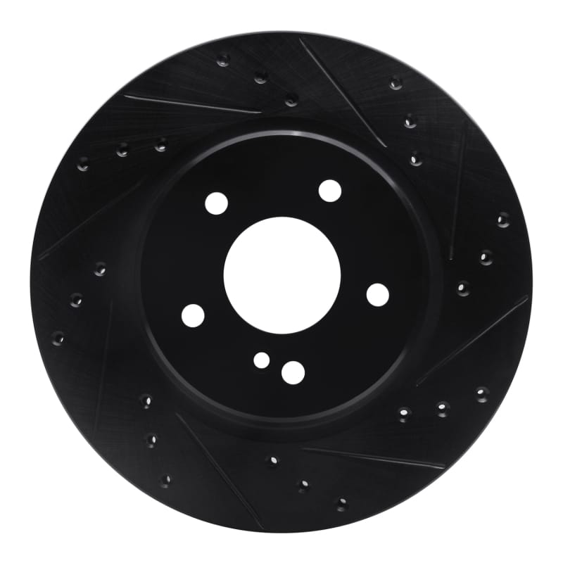 R1 98-09 Chrysler Crossfire Rear Right Drilled & Slotted Black Brake Rotor
