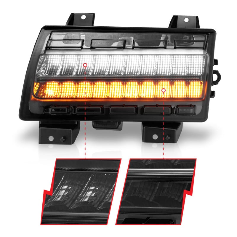 ANZO 2018-2021 Jeep Wrangler LED Side Markers Chrome Housing Smoke Lens w/ Seq. Signal Low Config thumbnail 4