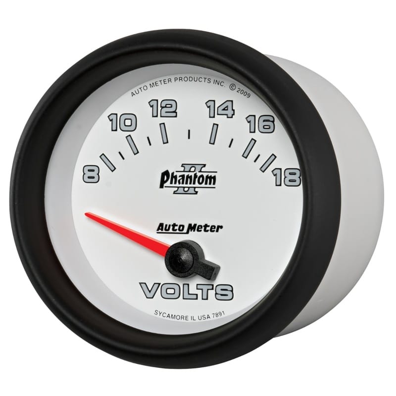 Autometer Phantom II 2-5/8in 18V Electric Voltmeter Gauge thumbnail 2