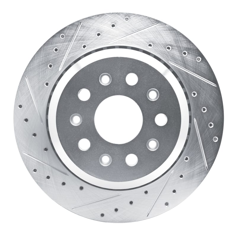 R1 20-25 Jeep Wrangler Rear Left Drilled & Slotted Silver Brake Rotor