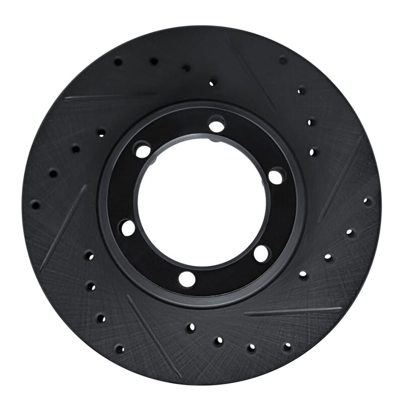 R1 81-87 Dodge D50 Front Right Drilled & Slotted Black Brake Rotor