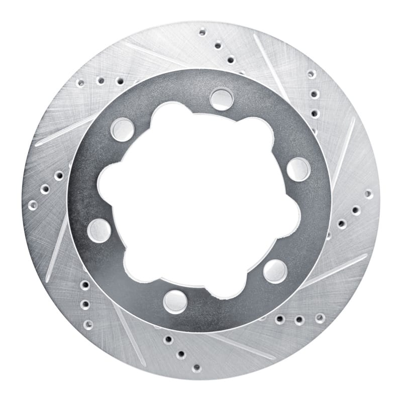R1 2006-2025 American Coach Patriot Rear Right Drilled & Slotted Silver Brake Rotor