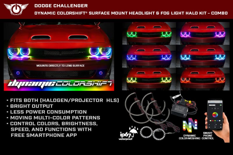 Oracle 15-23 Dodge Challenger Dynamic Surface Mount Headlight Halo Kit - thumbnail 2